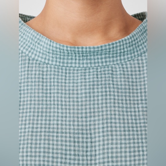 NWT Eileen Fisher Puckered Organic Linen Mock Neck Top - Picture 4 of 5